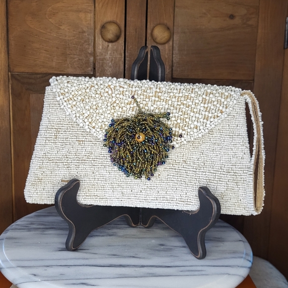 Vintage Heavy glass Bead Evening Bag - Picture 3 of 16